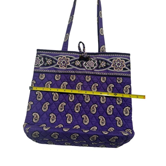 Vera Bradley Purple Paisley Quilted Tote Bag Floral Accents Cotton‎ - Picture 4 of 6